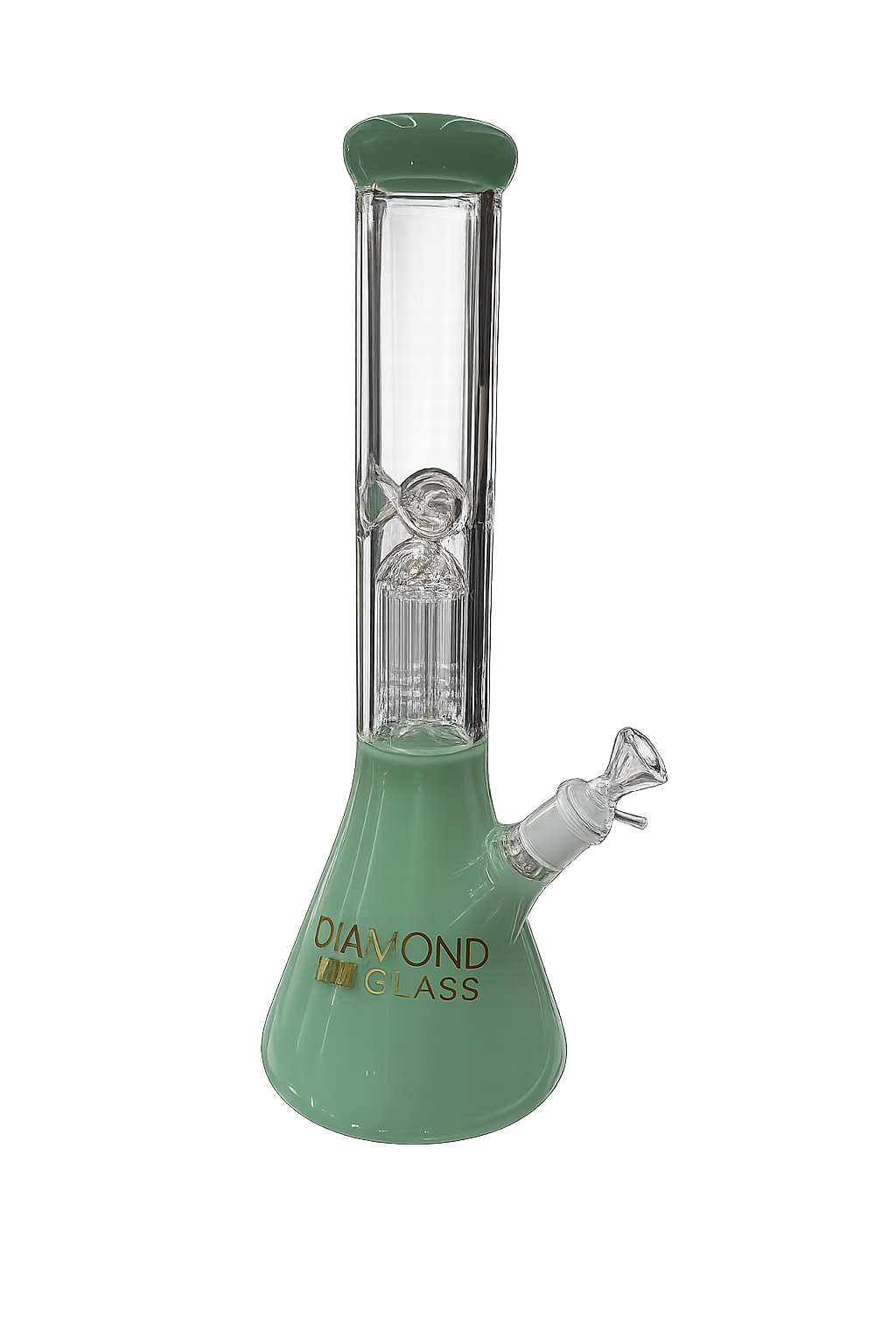 Diamond Glass 14” mint Beaker Bong with Tree Perc & Ice Pinch