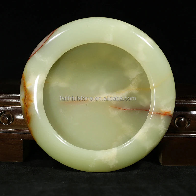 Factory Wholesale Luxury Green Marble Jade Stone Ashtrays Smoking Custom Portable Carry Ashtray in Low Price