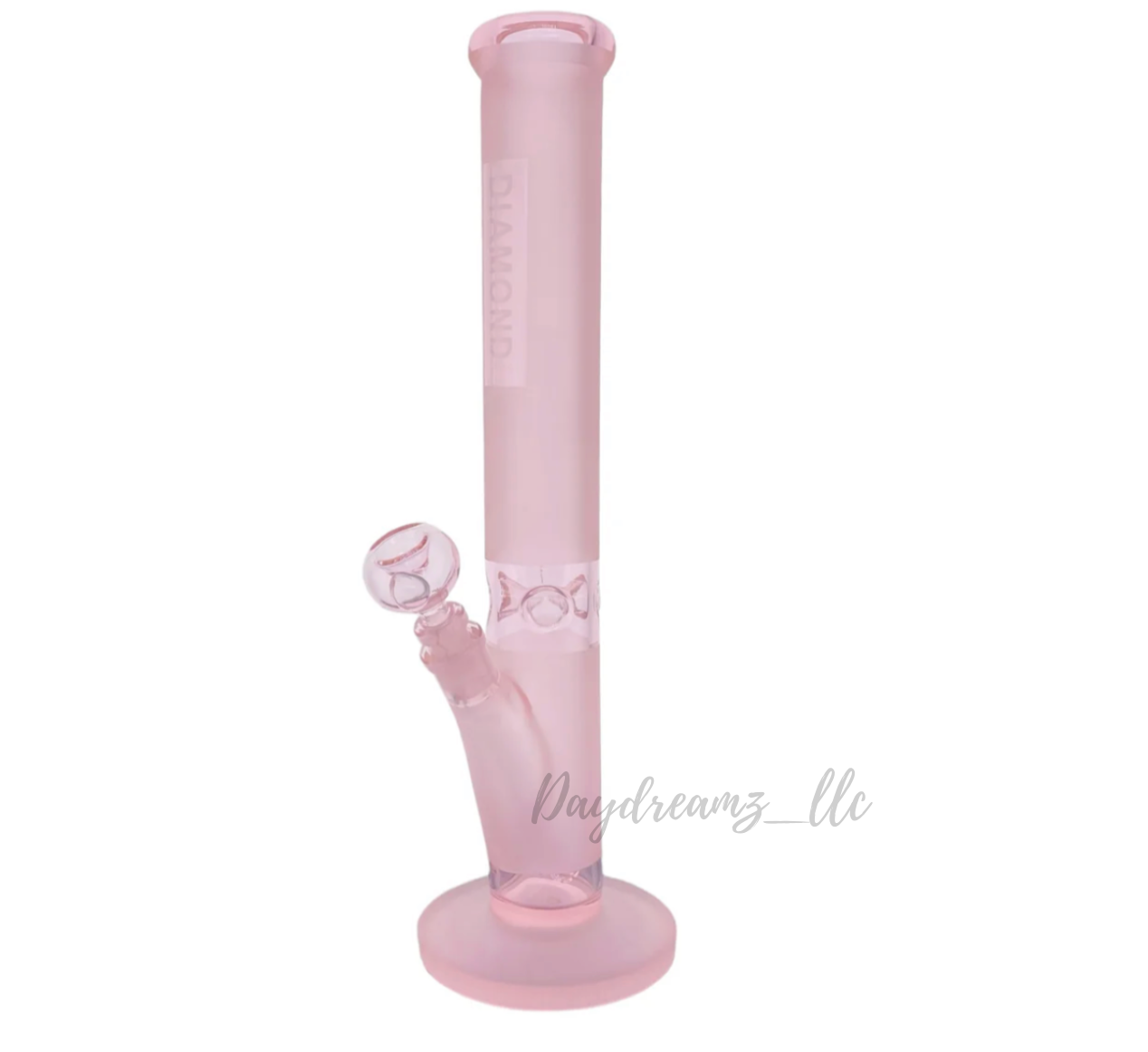 Diamond Glass 16” Pink Straight Tube Bong with Matching Downstem & Bowl