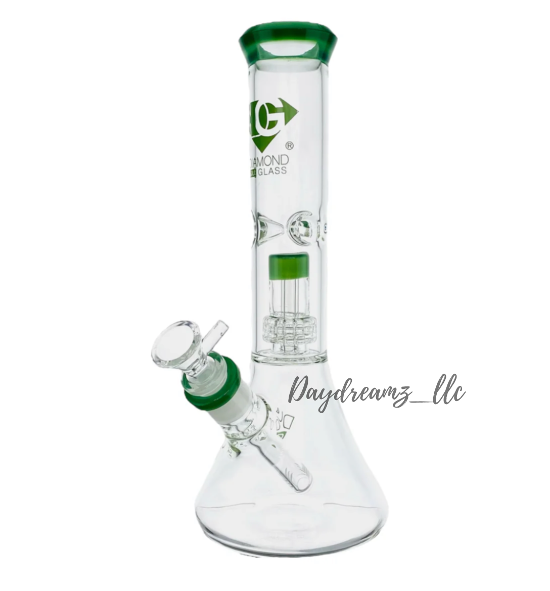 Diamond Glass® 11” Jade Green Beaker Bong with Multi-Slit Disc Perc