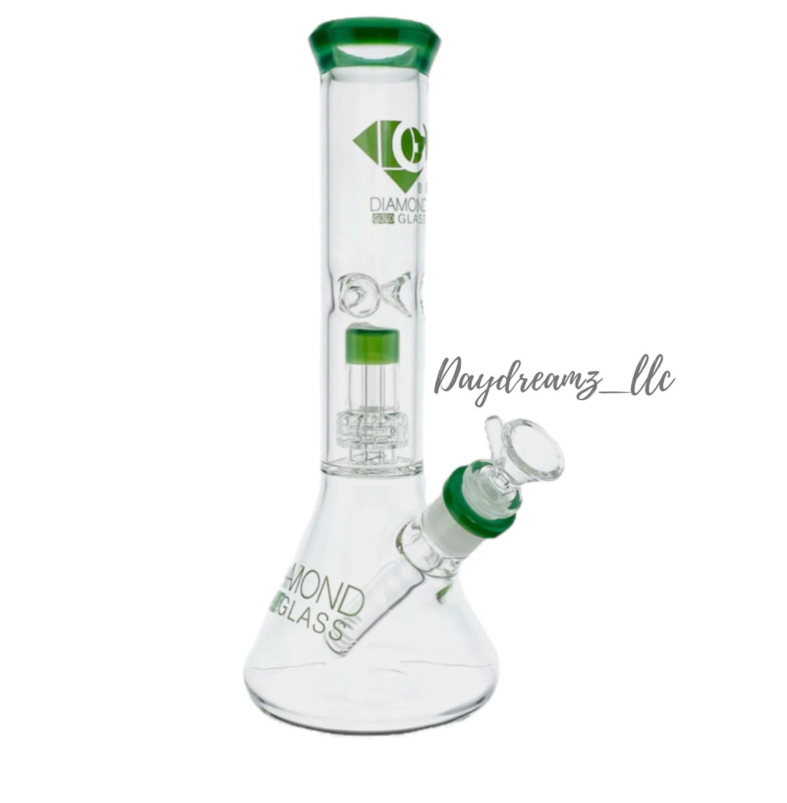 Diamond Glass® 11” Jade Green Beaker Bong with Multi-Slit Disc Perc