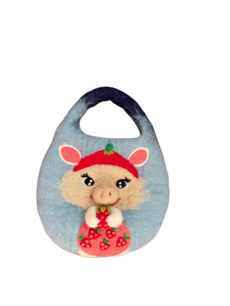 Strawberry Piglet Felt Bag