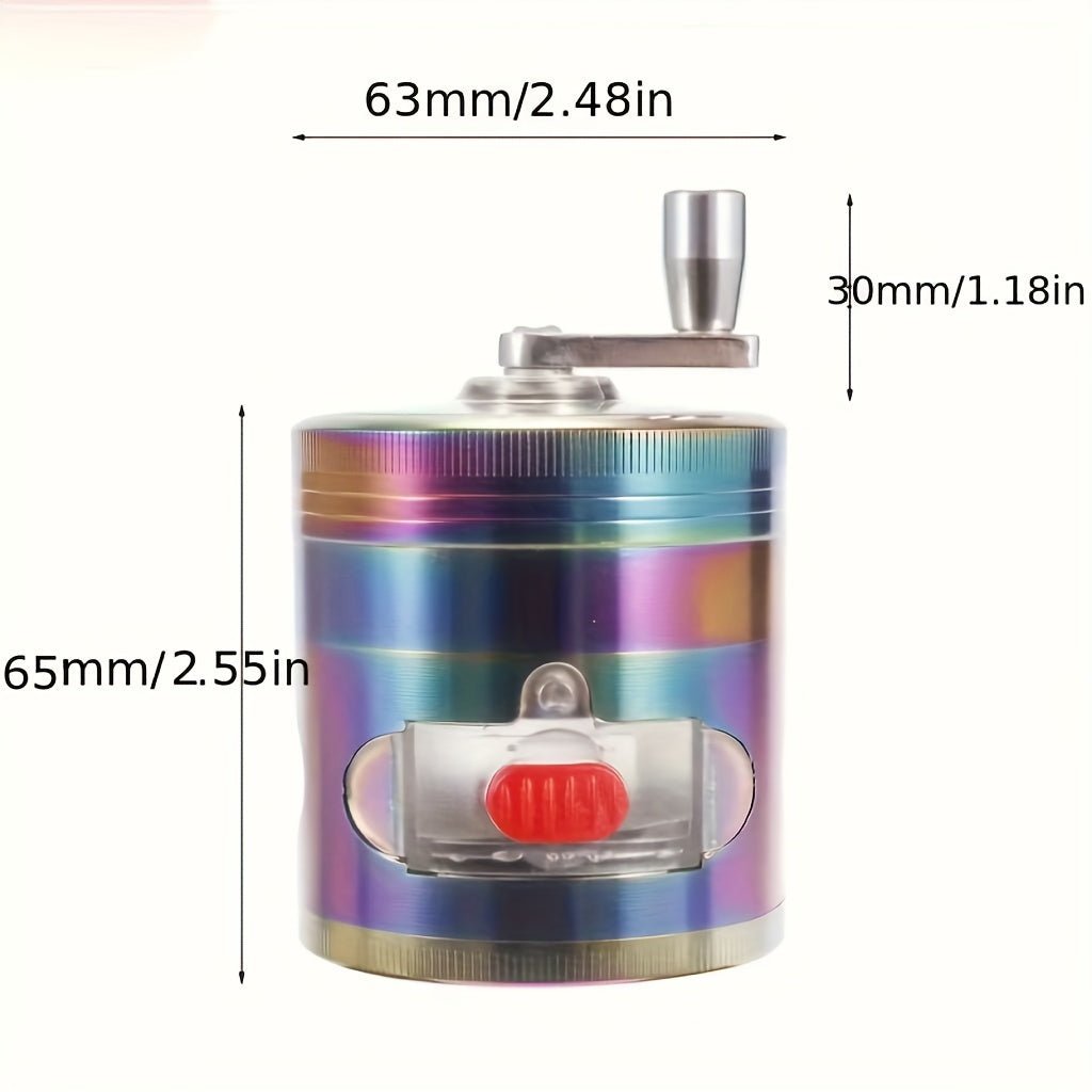 HOTU 1pc Spice Grinder, 4-layer Spice Grinder, Creative Grinder, Colorful Hand-cranked Metal Grinder For Kitchen, Spice Grinders, Multifunctional Spice Crusher, Kitchen Gadgets, Kitchen Supplies