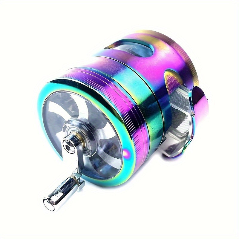 HOTU 1pc Spice Grinder, 4-layer Spice Grinder, Creative Grinder, Colorful Hand-cranked Metal Grinder For Kitchen, Spice Grinders, Multifunctional Spice Crusher, Kitchen Gadgets, Kitchen Supplies