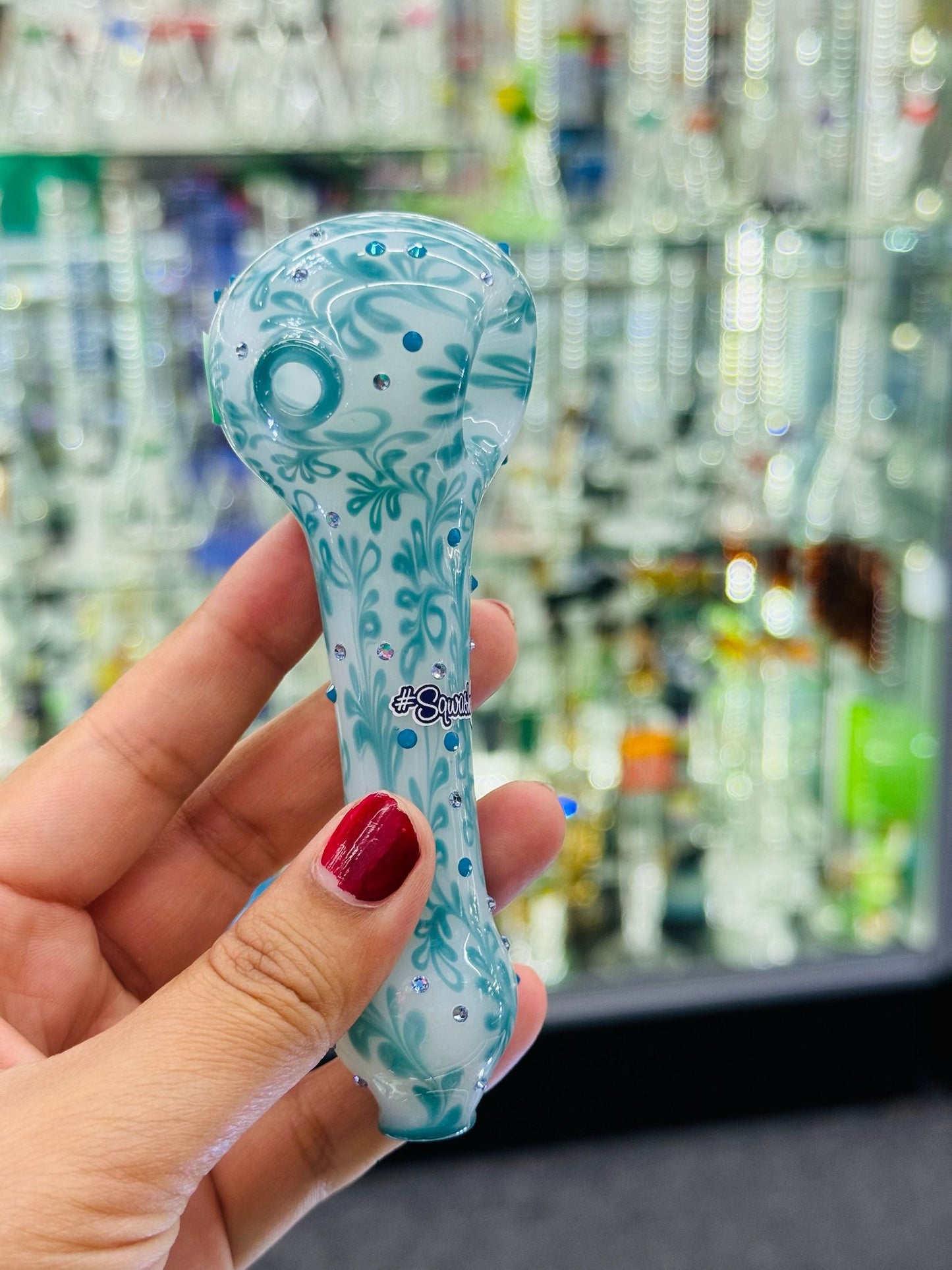 Sqwash Glass 5" Flower Pattern Hand Pipes