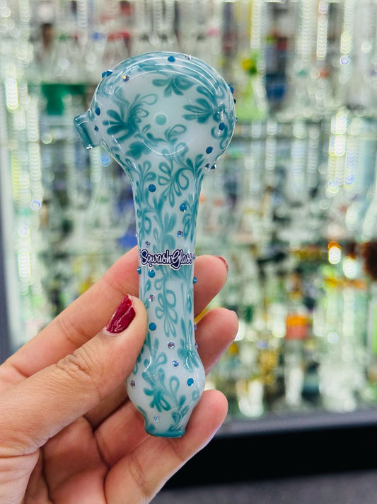 Sqwash Glass 5" Flower Pattern Hand Pipes