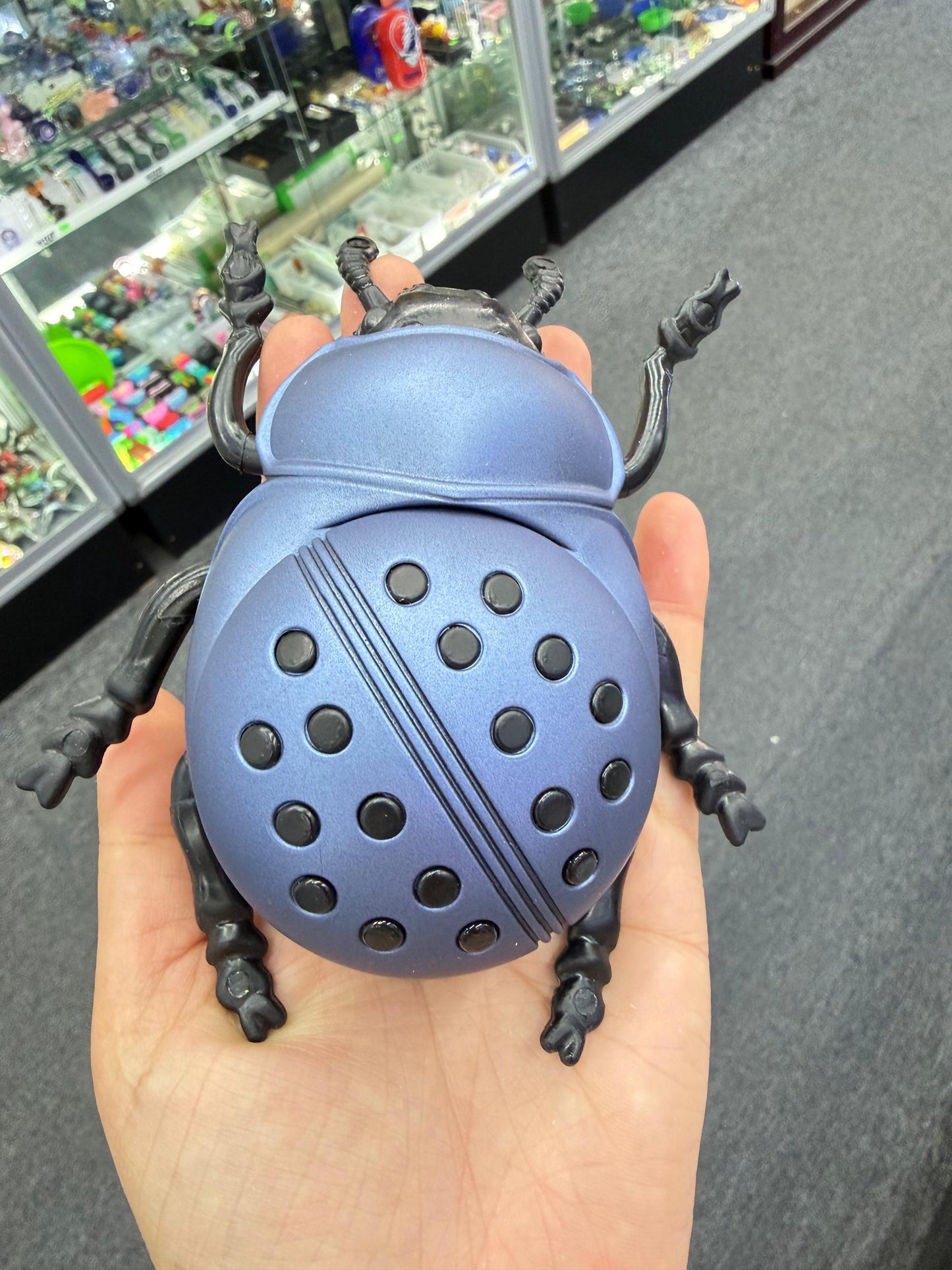 Gray ladybug herb grinder - DayDreamz Smoke Shop