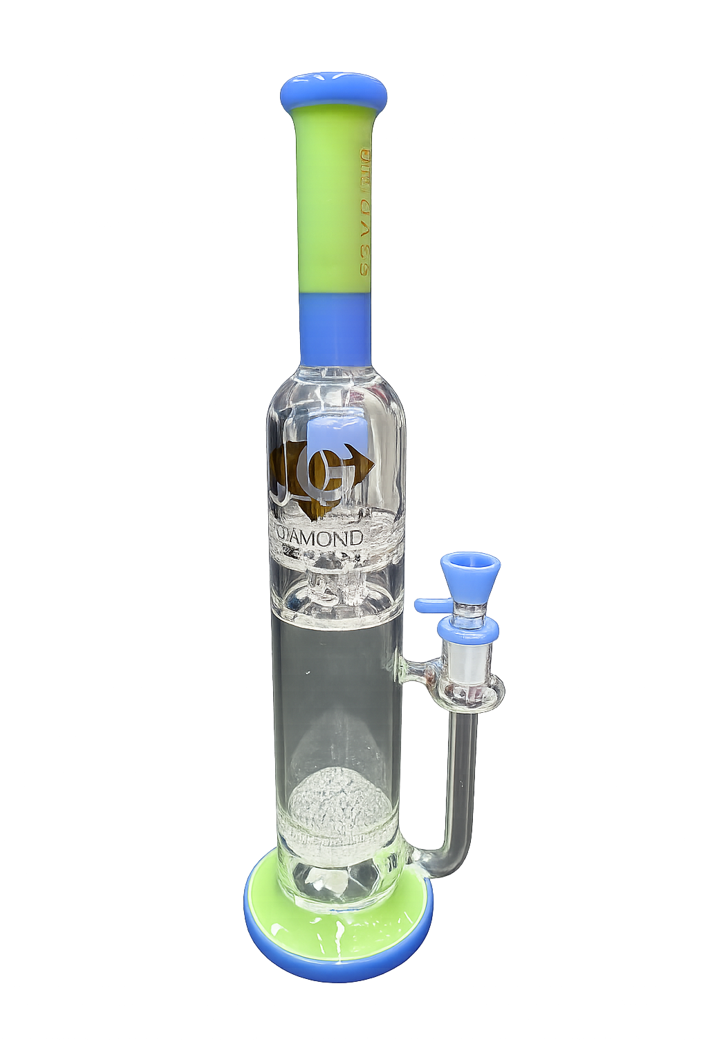 Diamond Glass Premium Water Pipe – Green & Blue Edition