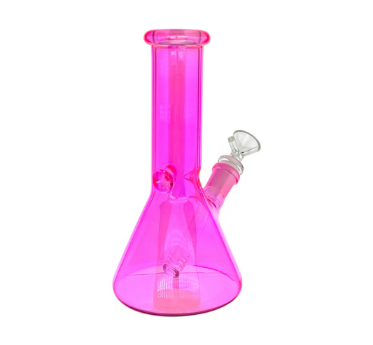 8 Inch Hot Pink Small Beaker Glass Bong