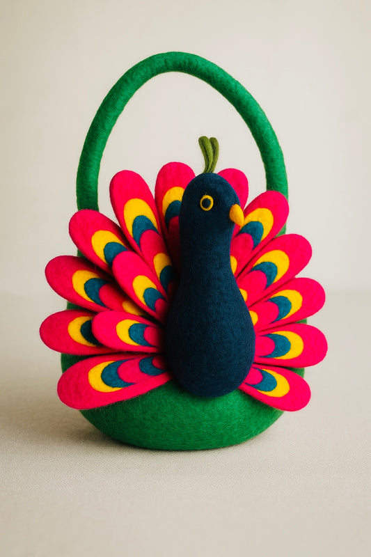 Handmade Peacock Felt Bag