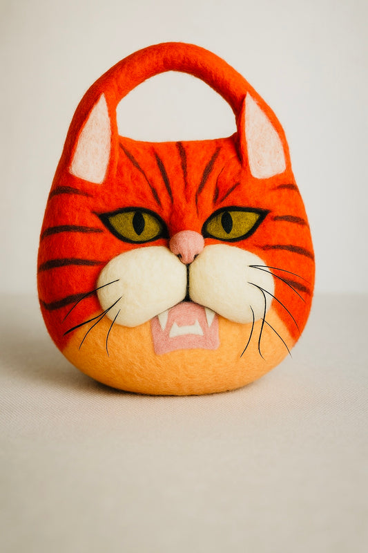 Handmade Wool Felt Cat Bag