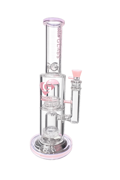 Diamond Glass Pink Matrix Perc Bong – Premium Borosilicate Water Pipe - DayDreamz Smoke Shop