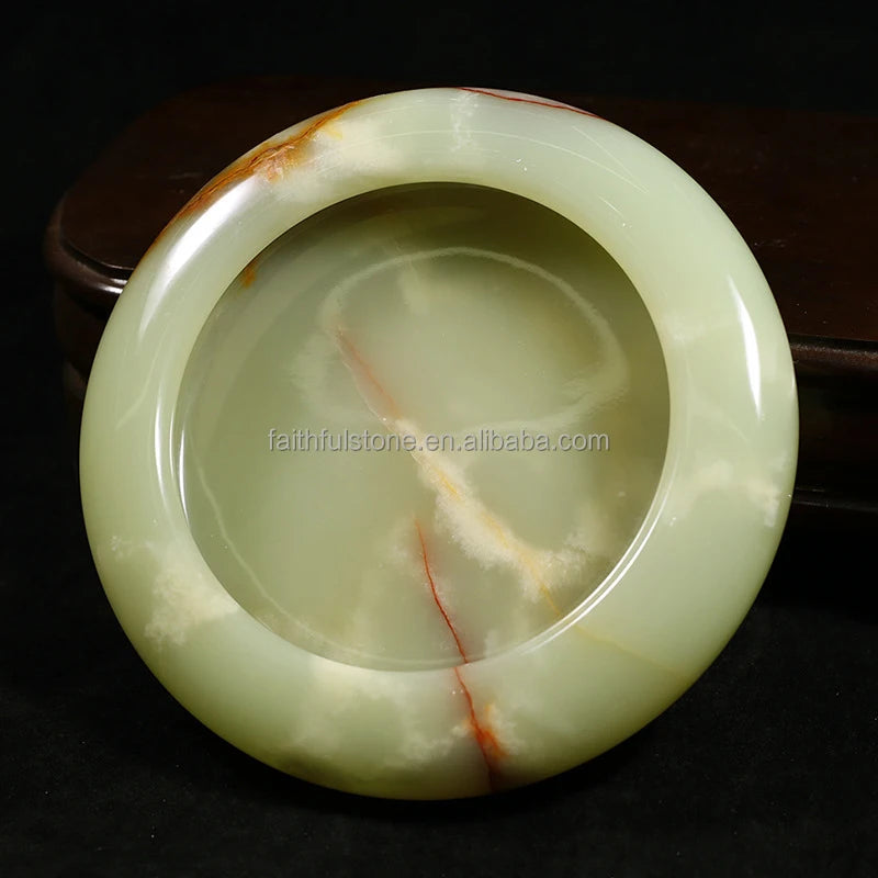 Factory Wholesale Luxury Green Marble Jade Stone Ashtrays Smoking Custom Portable Carry Ashtray in Low Price