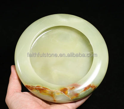 Factory Wholesale Luxury Green Marble Jade Stone Ashtrays Smoking Custom Portable Carry Ashtray in Low Price