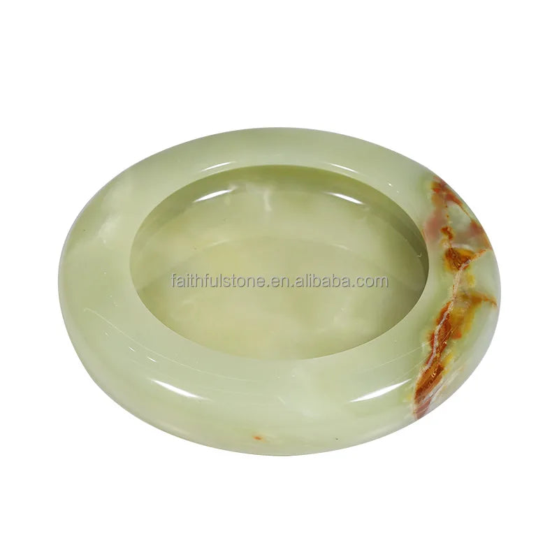 Factory Wholesale Luxury Green Marble Jade Stone Ashtrays Smoking Custom Portable Carry Ashtray in Low Price