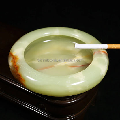 Factory Wholesale Luxury Green Marble Jade Stone Ashtrays Smoking Custom Portable Carry Ashtray in Low Price