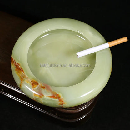 Factory Wholesale Luxury Green Marble Jade Stone Ashtrays Smoking Custom Portable Carry Ashtray in Low Price