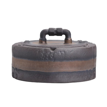 Custom Large Ceramic Ashtray Creative Handmade Retro Office Living Room Gilding Round Ashtray with Lid