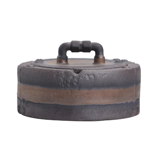 Custom Large Ceramic Ashtray Creative Handmade Retro Office Living Room Gilding Round Ashtray with Lid