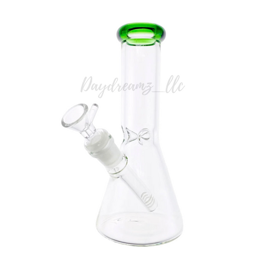 8 inch beaker bong with green colour lip