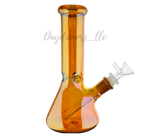 8 Inch Amber Brown Metallic Beaker Bong
