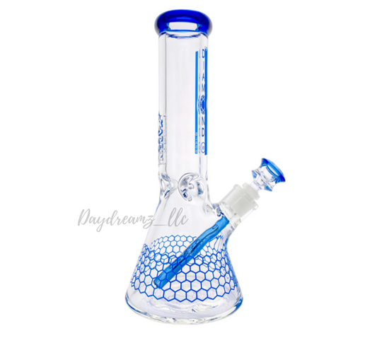 Diamond Glass - 12” Beaker Bong with Blue Honeycomb | 9mm Thick
