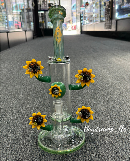 12” Perching Sunflower Bee Water Pipe – 14mm