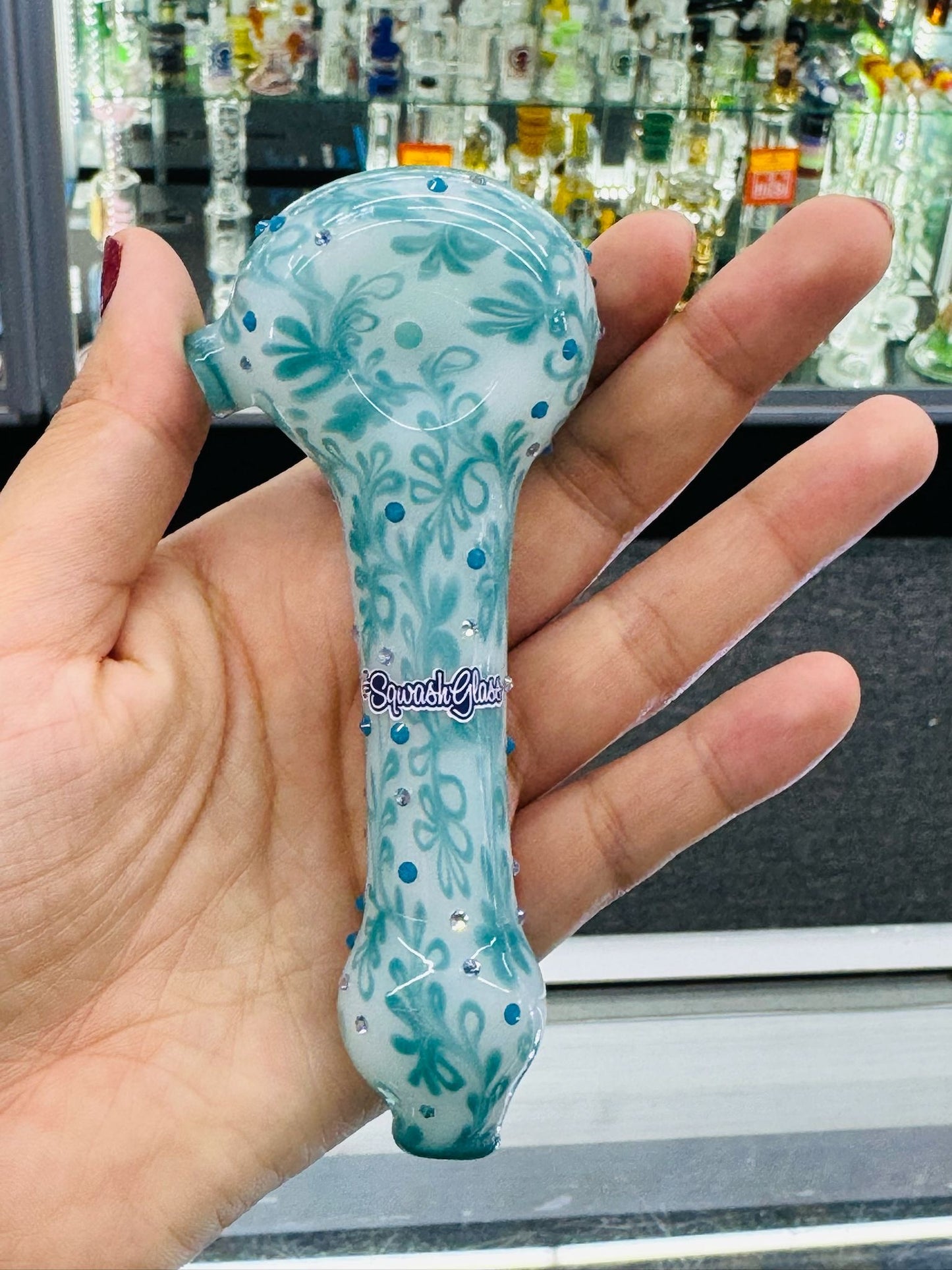 Sqwash Glass 5" Flower Pattern Hand Pipes