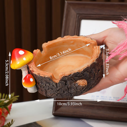 1pc Resin Mushroom Ashtray - Creative Round Decorative Gift for Home & Office