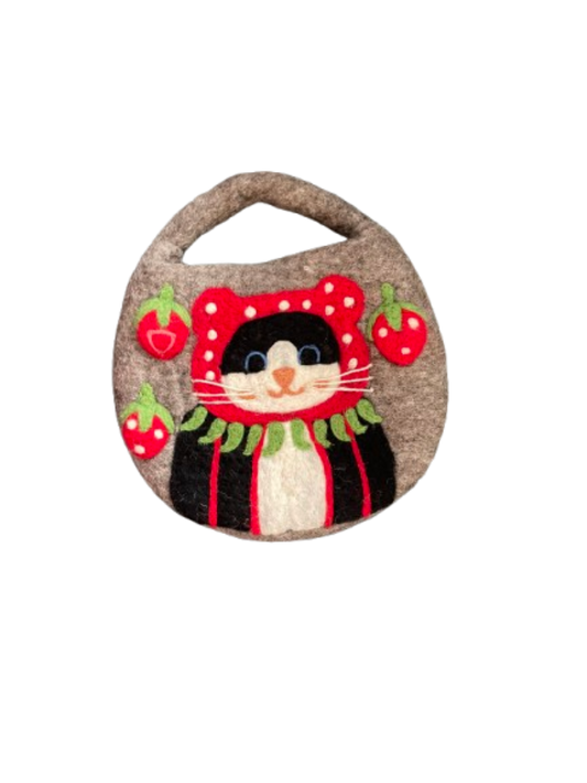 Strawberry Kitty Felt Bag - DayDreamz Smoke Shop