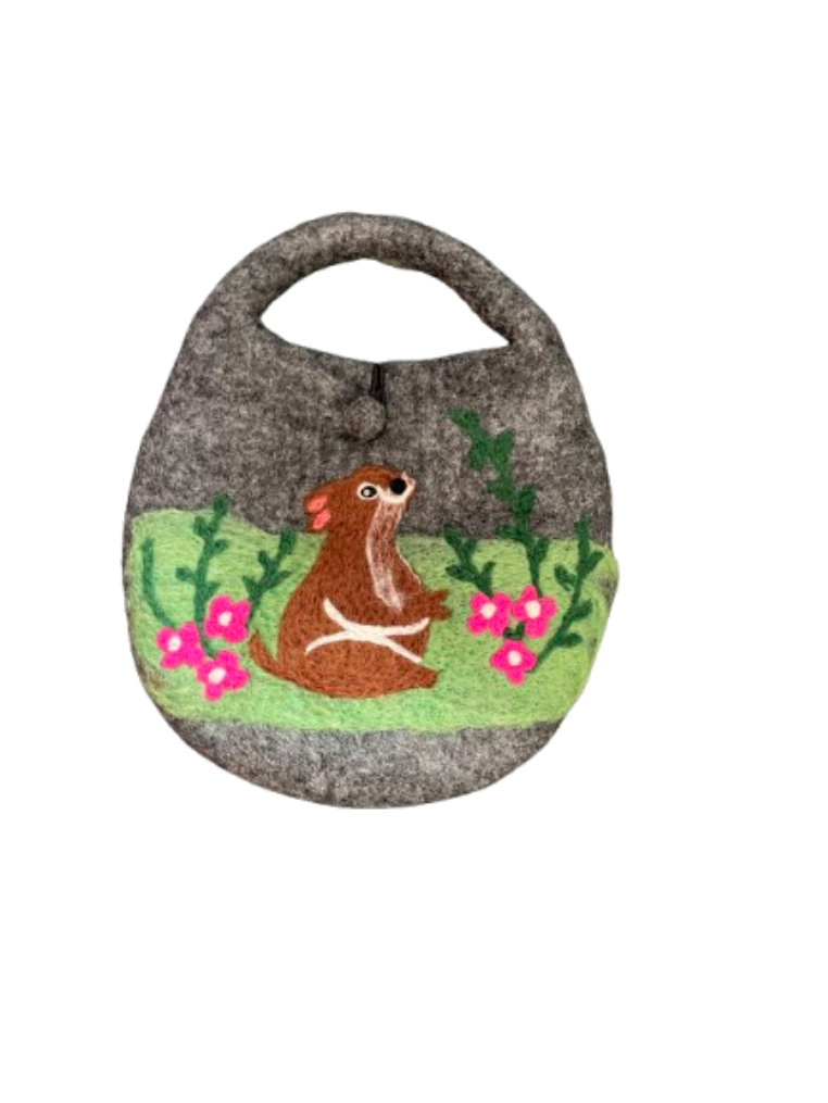Bunny in the Garden Felt Bag