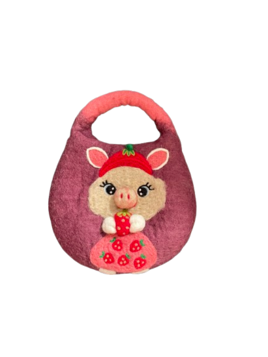 Strawberry Piglet Felt Bag (Berry Pink) - DayDreamz Smoke Shop