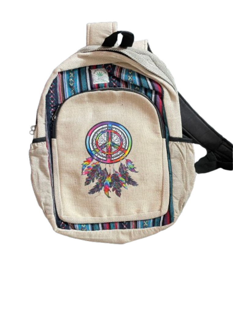 Rainbow Dreamcatcher Peace Hemp Backpack