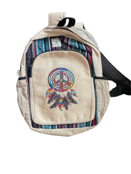 Rainbow Dreamcatcher Peace Hemp Backpack