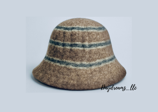 Handmade Striped Felt Bucket Hat