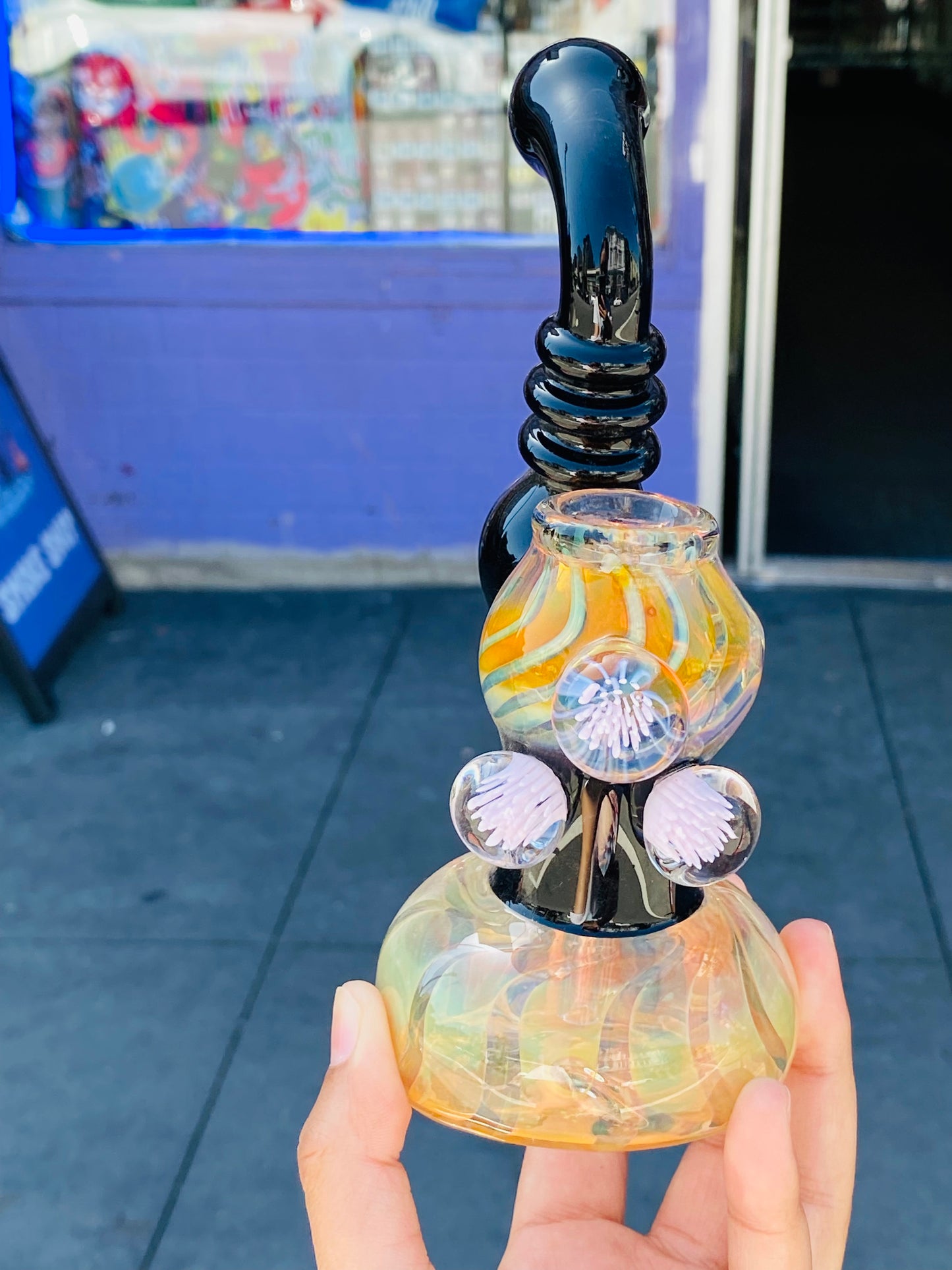 Standing bubblers with pink flowers - DayDreamz Smoke Shop