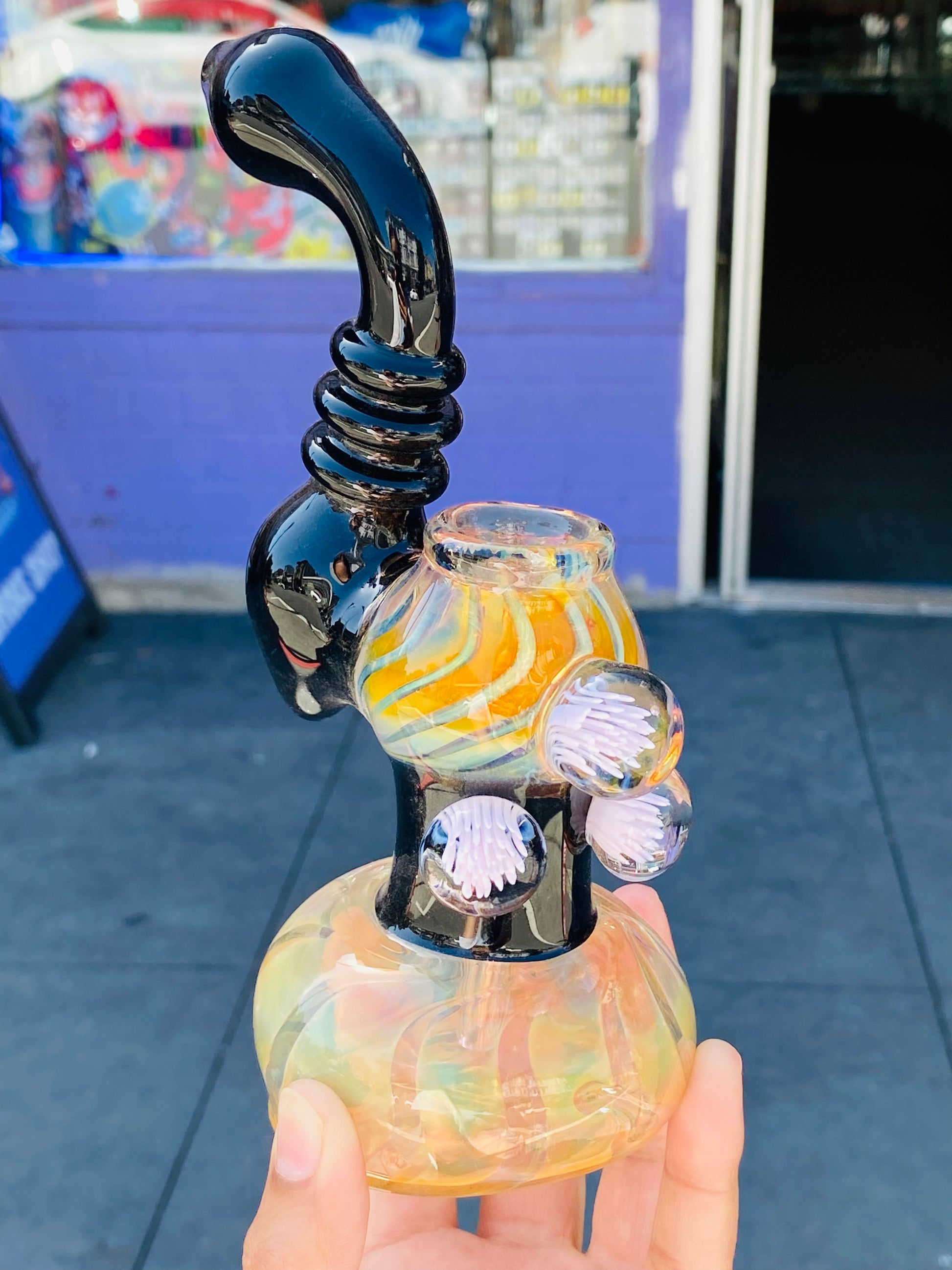 Standing bubblers with pink flowers - DayDreamz Smoke Shop