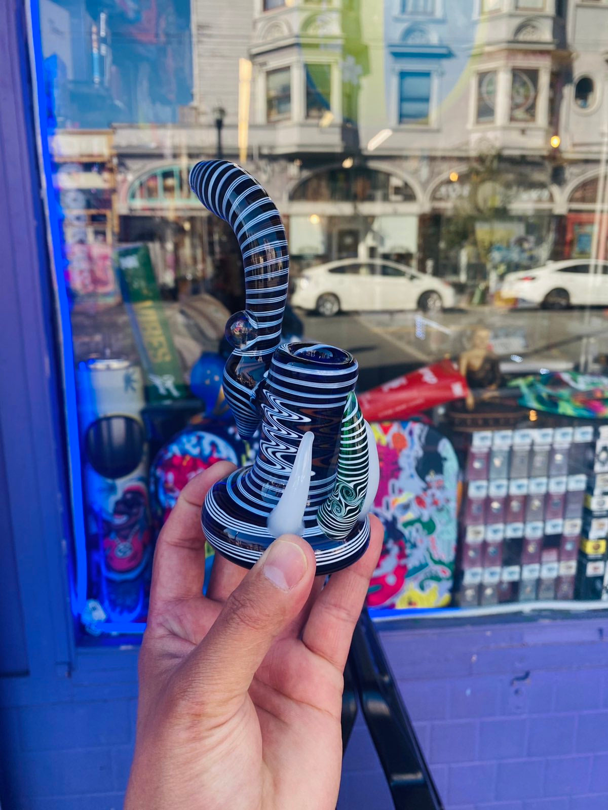 Wig wag standing sherlock hand pipe bubbler - DayDreamz Smoke Shop