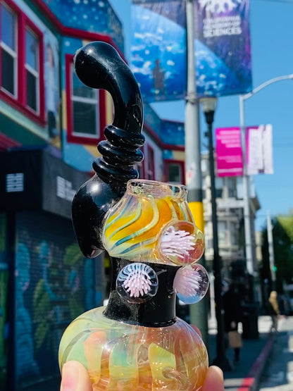 Standing bubblers with pink flowers