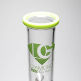 Diamond Glass - Double Gridded Tube w/ Fiery Jailhouse Wig Wag - Green Accents
